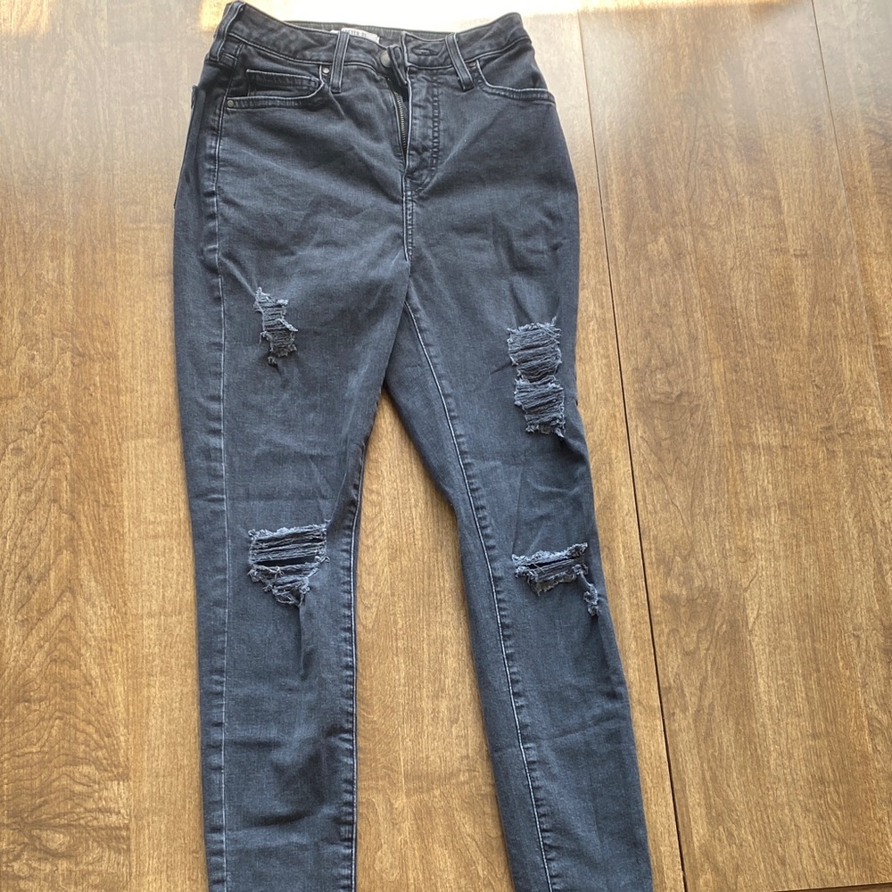 Forever 21 Dark Gray Distressed Skinny Jeans